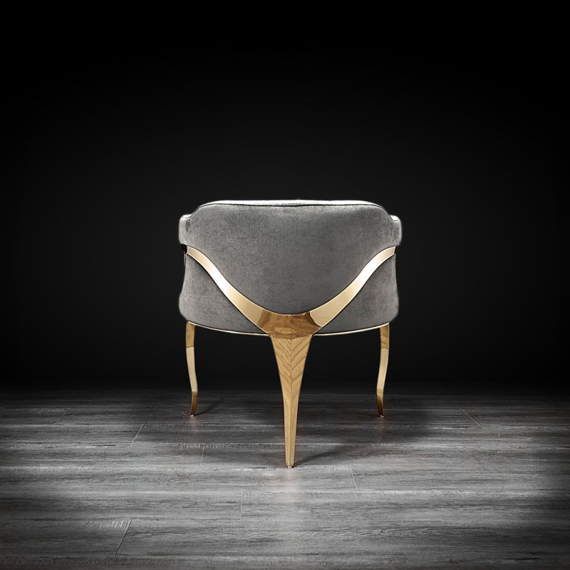 Iseminger 19'' H Velvet Upholstered Armchair, Gray, Titanium Golden