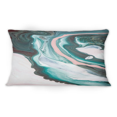 Pink And Light Blue Marble Universe -1 Modern Printed Throw Pillow