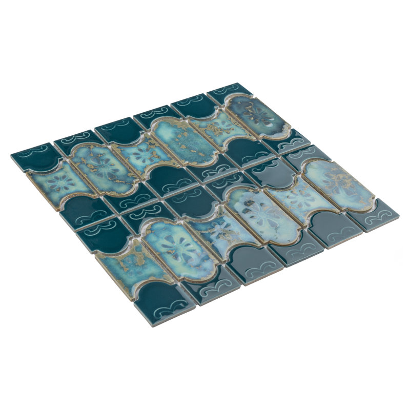 Montego Porcelain Mosaic Tile in Blue/Green/Beige