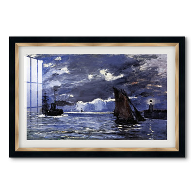 Paysage marin, Navires au clair de lune, 1864 - Claude Monet - Reproduction encadrée sur mesure