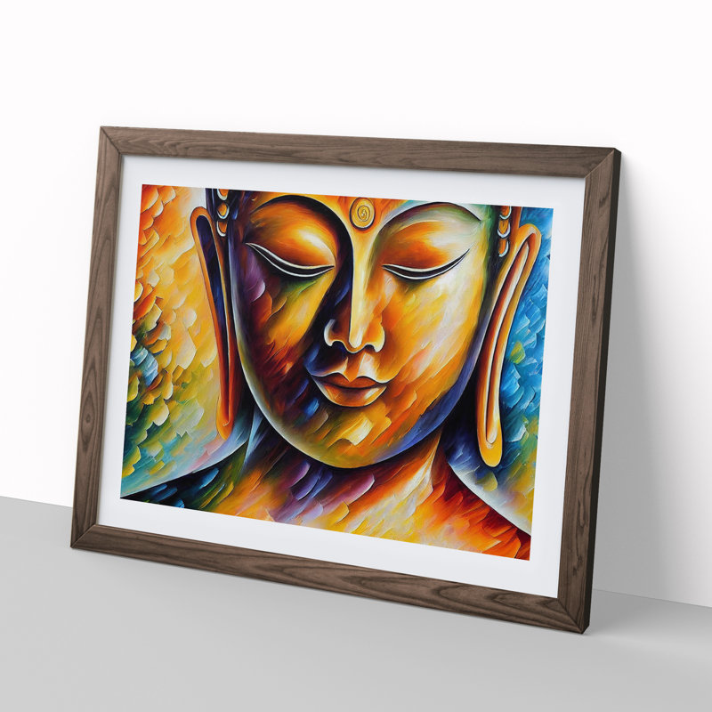 Buddha - Single Picture Frame Print, 46cm H x 64cm W x 2cm D, Walnut Framed