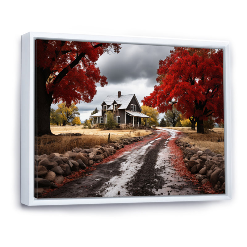 " Red Farmhouse Rustic Elegance III ", Cadre flottant blanc, H 12 po x l 20 po x P 1 po