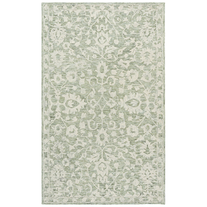 Marquee 511 Hand Tufted Wool/Cotton/Pet Yarn Floral Rug in Sage/Gray, Rectangle 8' x 10'