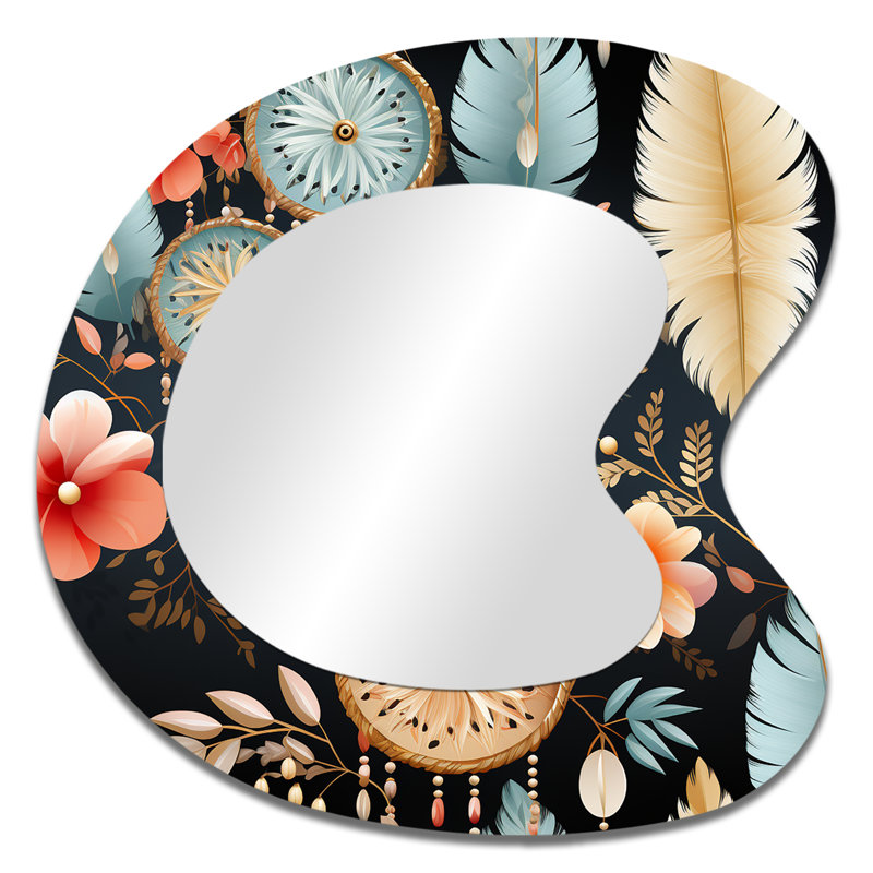 «Dreamcatchers Boho» - miroir mural décoratif de forme irrégulière Boho, miroir asymétrique bohémien, impression d'art en métal