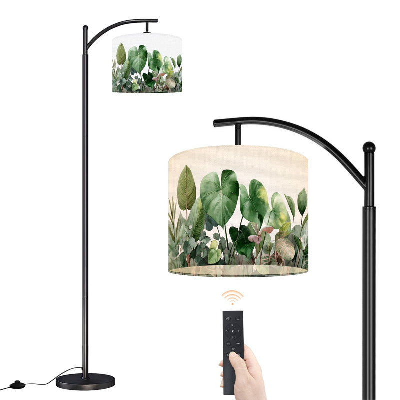 Lampe sur pied à arc avec abat-jour réglable Vintage Tropical