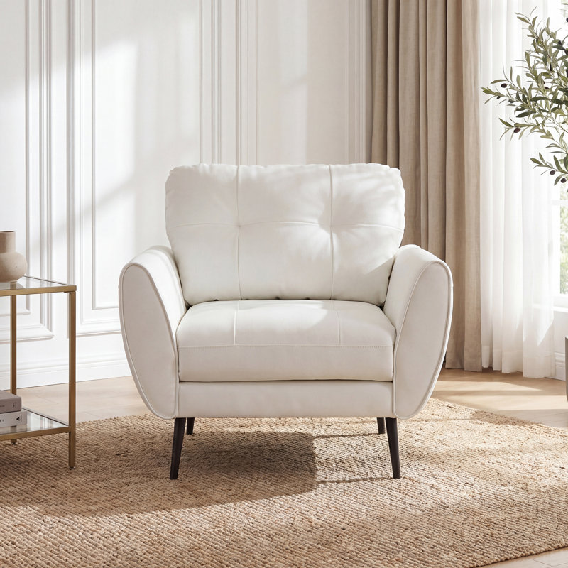 Corvo Faux Leather Armchair, White Faux Leather
