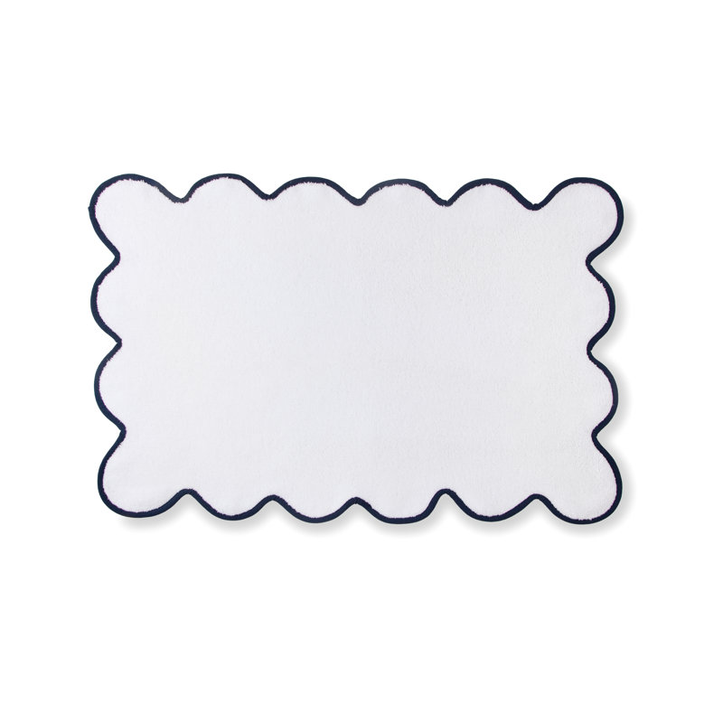 Charish Scalloped Tubmat, White/Navy