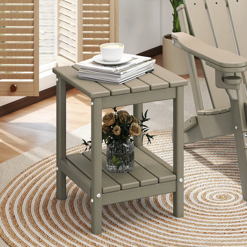 Table Adirondack d'extérieur en PEHD 2 niveaux 14 x 13 po, Bois brun