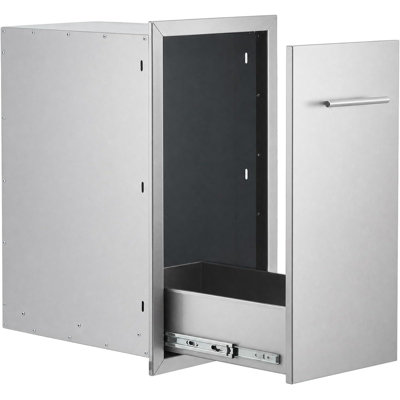 Stainless Steel Pull-Out Trash Cabinet, 14" x 20" x 26", Slide-Out