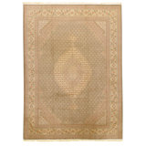 Hand Knotted Wool Oriental Area Rug in Light Green And Cream