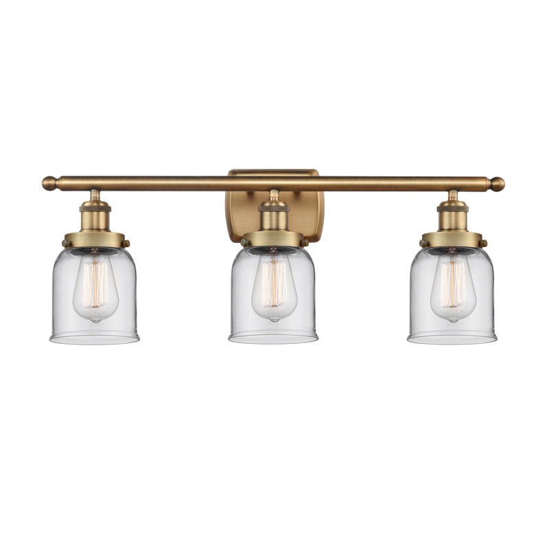 Éclairage pour meuble-lavabo 3 lumières 26 po Ballston Urban Bell, Clair, Laiton brossé, Incandescent