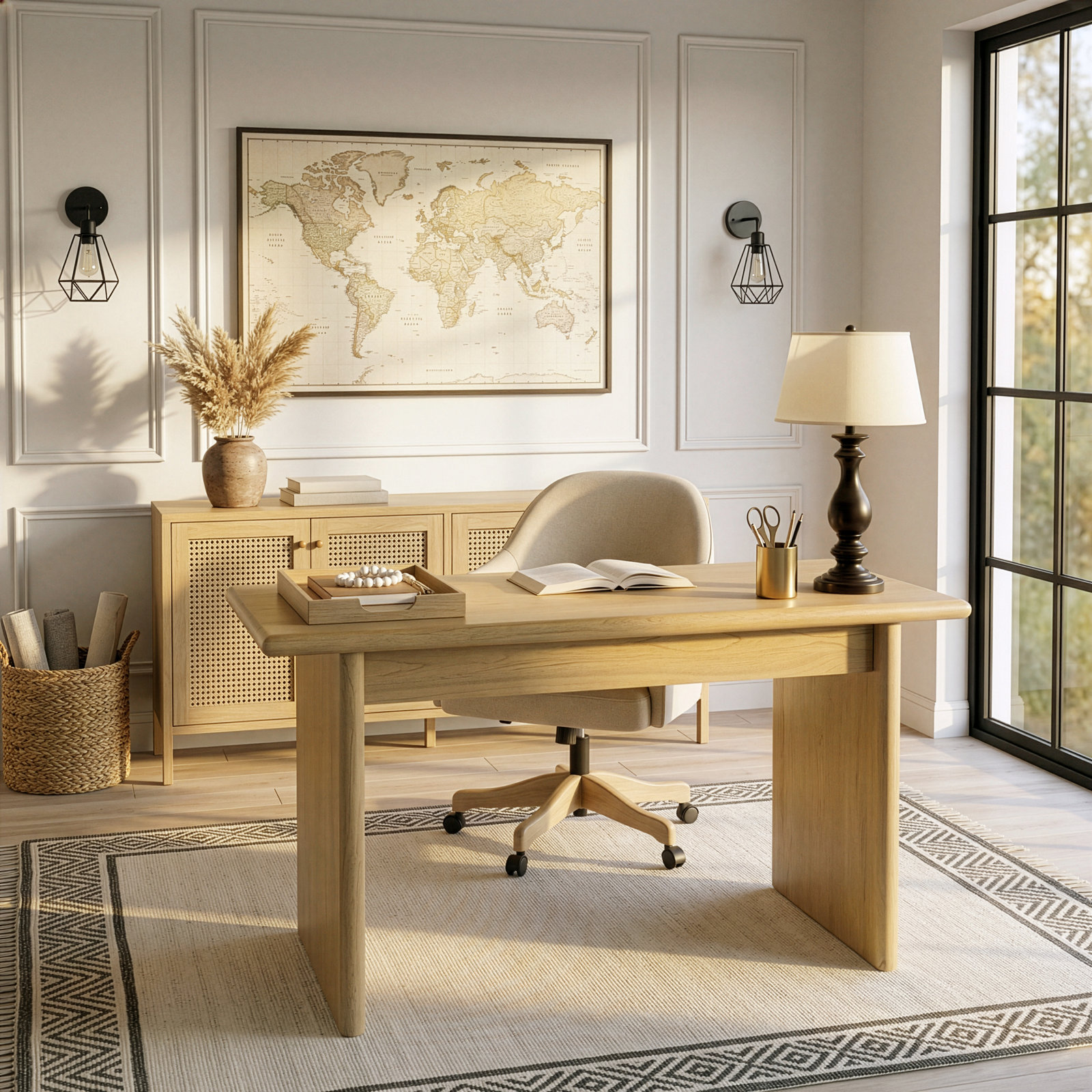 Soleil 50" Writing Desk, Blonde Oak