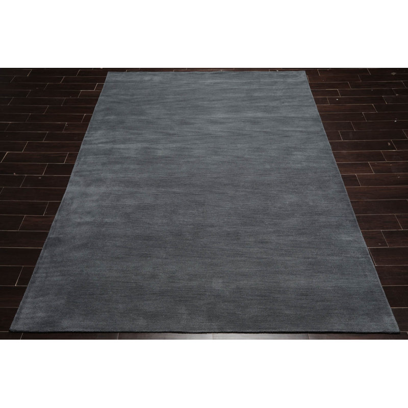 Tapis gris en laine touffeté à la main Melker, Rectangle 8 pi x 10 pi