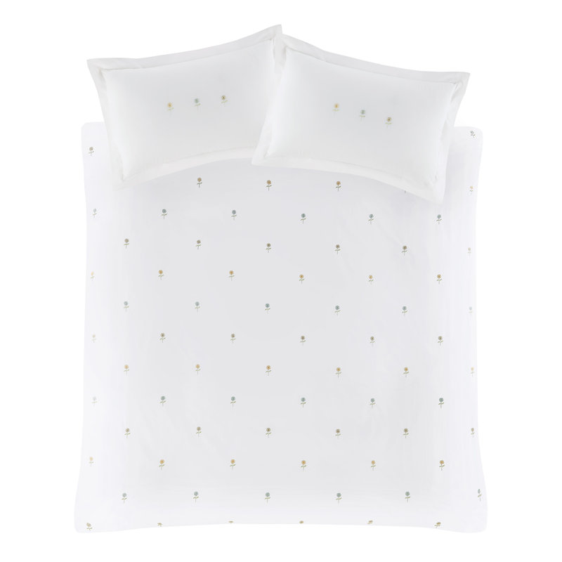 EMBROIDERED SUNFLOWERS, Double  Duvet Cover + 2 pillowcases