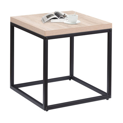 End Table, Square Side Table, Nightstand With Metal Frame For Living Room, Bedroom
