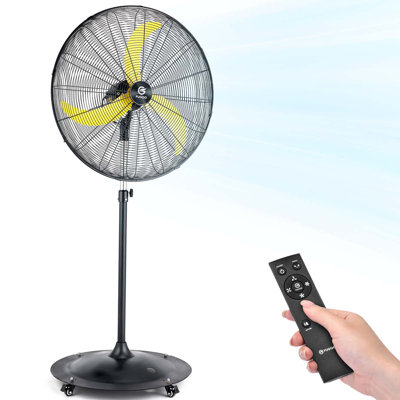 24'' Outdoor Oscillating Pedestal Fan With Remote Control,Quiet Eco BLDC Motor, 6000CFM, 4-Speed, Waterproof  Cooling Fan  for Patios, Garage, Warehouse