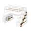 Lit mezzanine blanc simple avec bureau, 7 et 2 tablettes - 6 unités et plus, bureau avec tablettes. Stable et fonctionnel. Convient aux personnes de plus de 6 ans