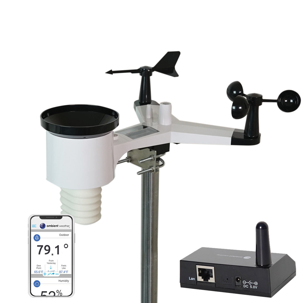 Ambient Weather WS-8482 7-Channel Wireless Internet Remote Monitoring  Weather Station with Indoor/Outdoor Temperature & Humidity, Compatible with