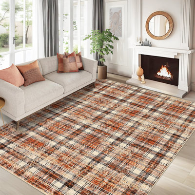 Tapis moderne lavable Buffola pour le salon Tapis neutre Tapis antidérapant