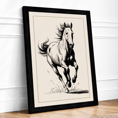 Horse in Motion Japandi - Framed Print