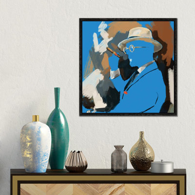 Cigar Lounge In Blue by Sunflowerman - Gallery-Wrapped Canvas Giclée on Canvas