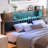 Kalder Bed Frame with LED Light and Charging Station, Metal Frame with Storage Headboard, Large Storage Space, No Spring Box Needed-1849033318-1849033316