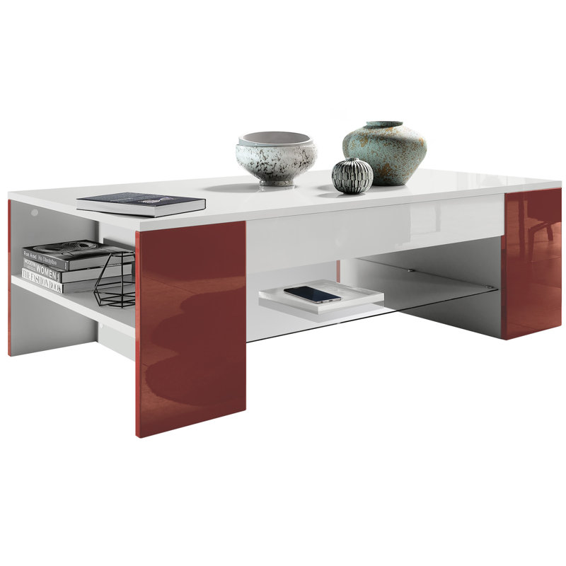Mazzone Coffee Table with Storage, Bordeaux