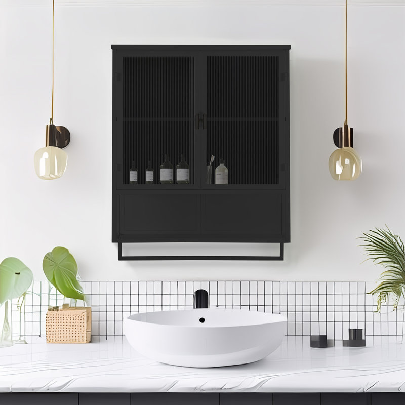 Dimassino Iron Wall Bathroom Cabinet, Black