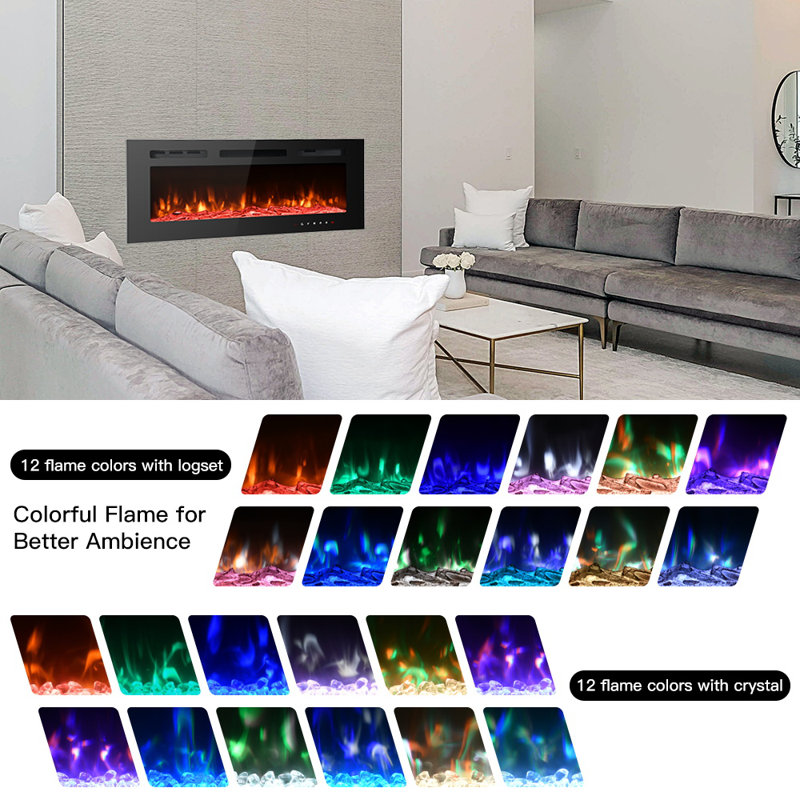 Carwyn Latitude Run Powder Coated Electric Fireplace, 43cm H x 102cm W x 10cm D