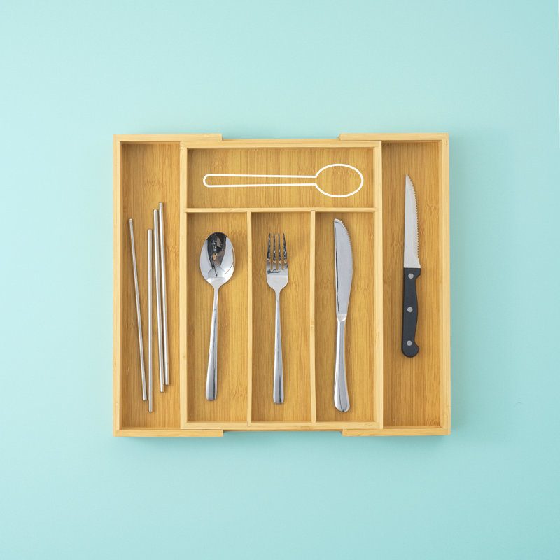 Rangement à couverts en bambou pour ustensiles de cuisine JoyJolt, Brun
