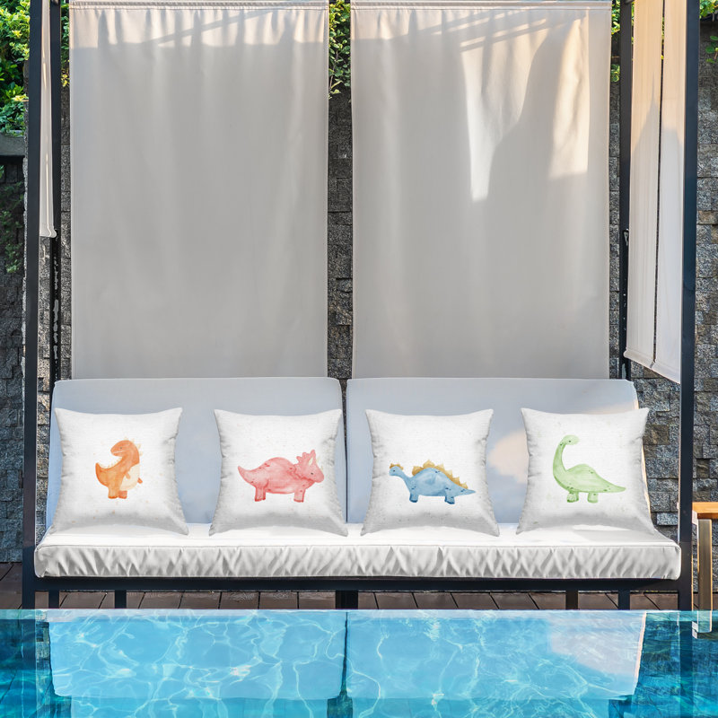 Ensemble de coussins 4 pièces Fun Kids Whimsical Dinosaurs