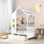 Lit double en bois avec 2 tiroirs, lit pour enfant avec tablette de rangement, maisonnette pour le plaisir et le confort-971166859