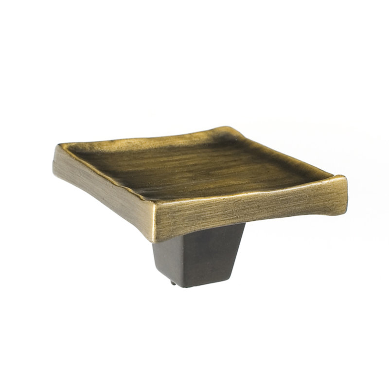 Forged 3 Square Knob, 2" H x 2" W x 1" D, Antique Brass