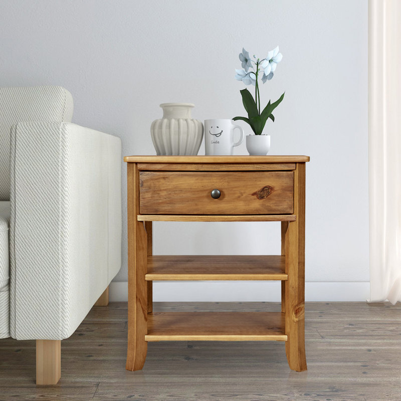 Wellinhall 18'' W Solid Wood Nightstand, Teak