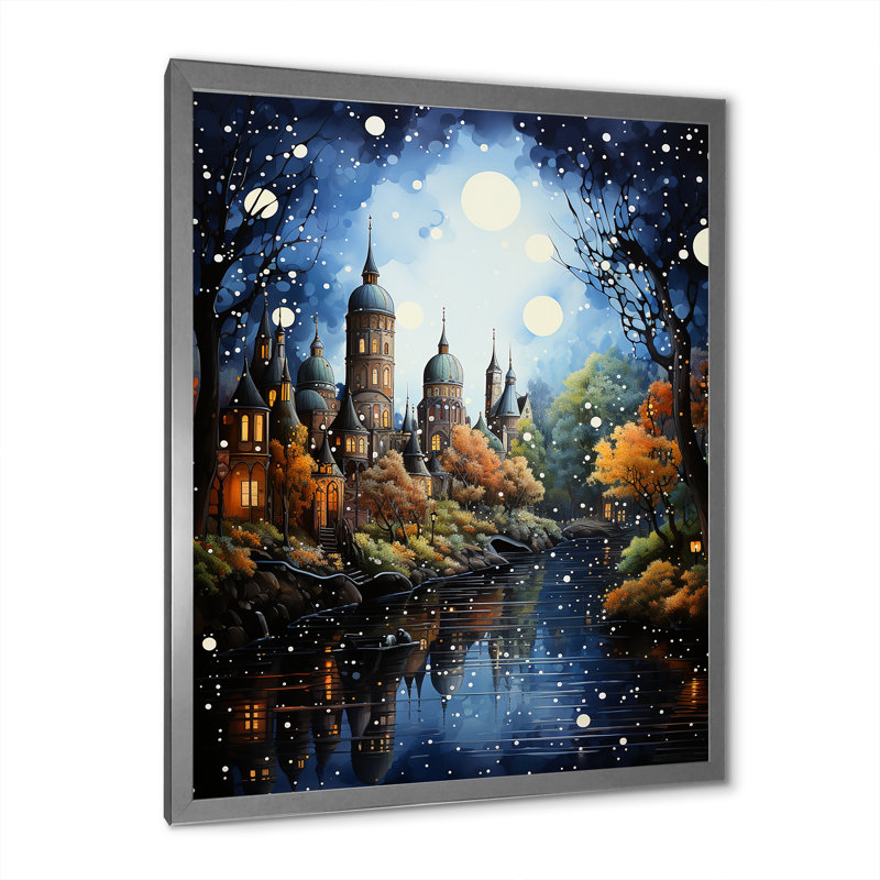 Impression sur toile Blue Canal, H 20 po x l 12 po x P 1 po, Cadre photo argenté
