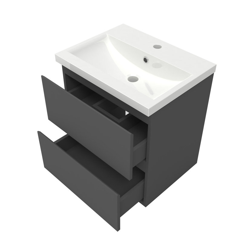 Noehmi 500mm Single Bathroom Vanity with Drop In Resin Basin, Grey