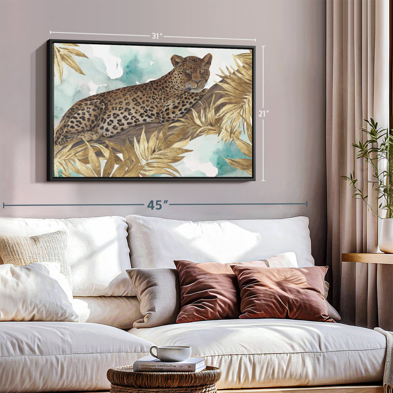 «Golden Leopard Wall Art», H 21 po x l 31 po