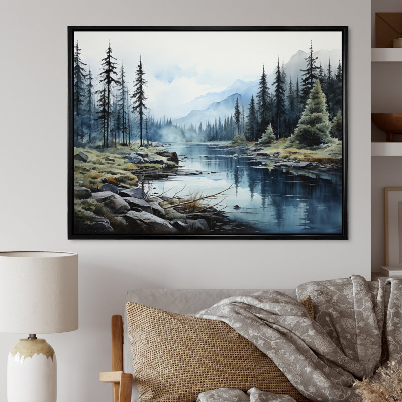«Canada Tranquil Lake», reproduction sur toile, Cadre flottant noir, H 16 po x l 32 po x P 1 po