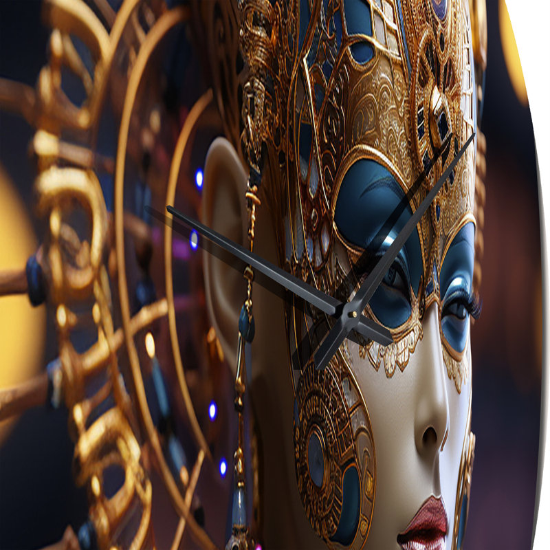Horloge murale Sci-Fi Portrait of Golden Futuristic Goddess III, Grand