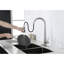 Robinet d'évier de cuisine rétractable à poignée simple en acier inoxydable, conception en nickel brossé, buse haute rotative à 360 °, trois modes de sortie d'eau pour différentes utilisations, commande à levier, traitement de la saleté-124866738