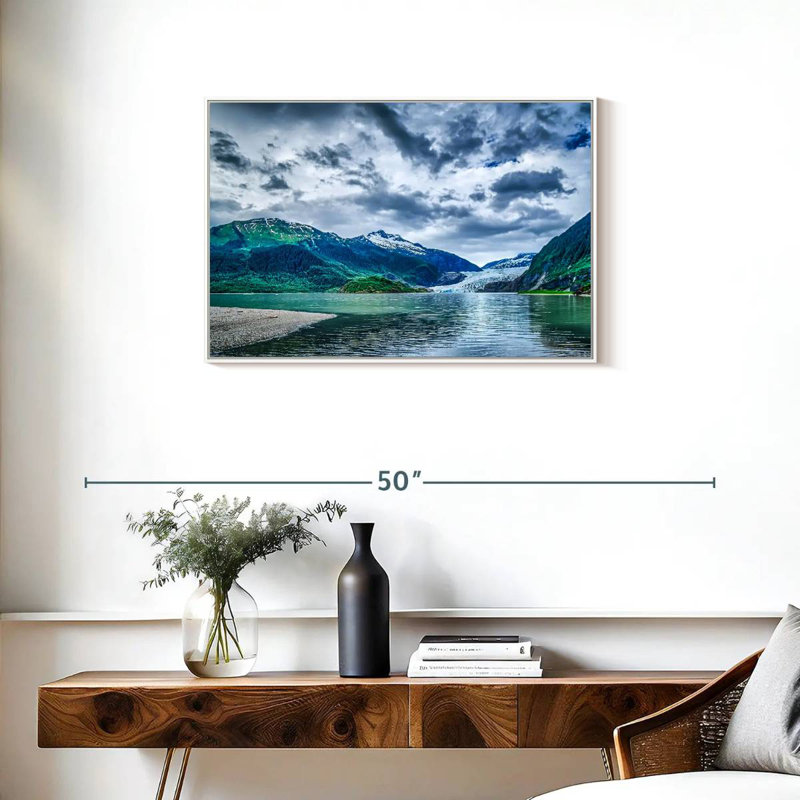 Scène de montagne en Alaska, Cadre flottant blanc, 31 po x 21 po