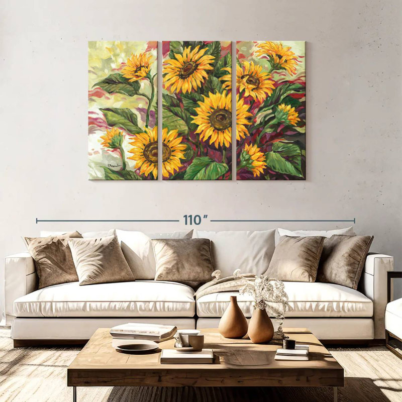 Harnek tournesols flamboyants, H 48 po x l 74 po