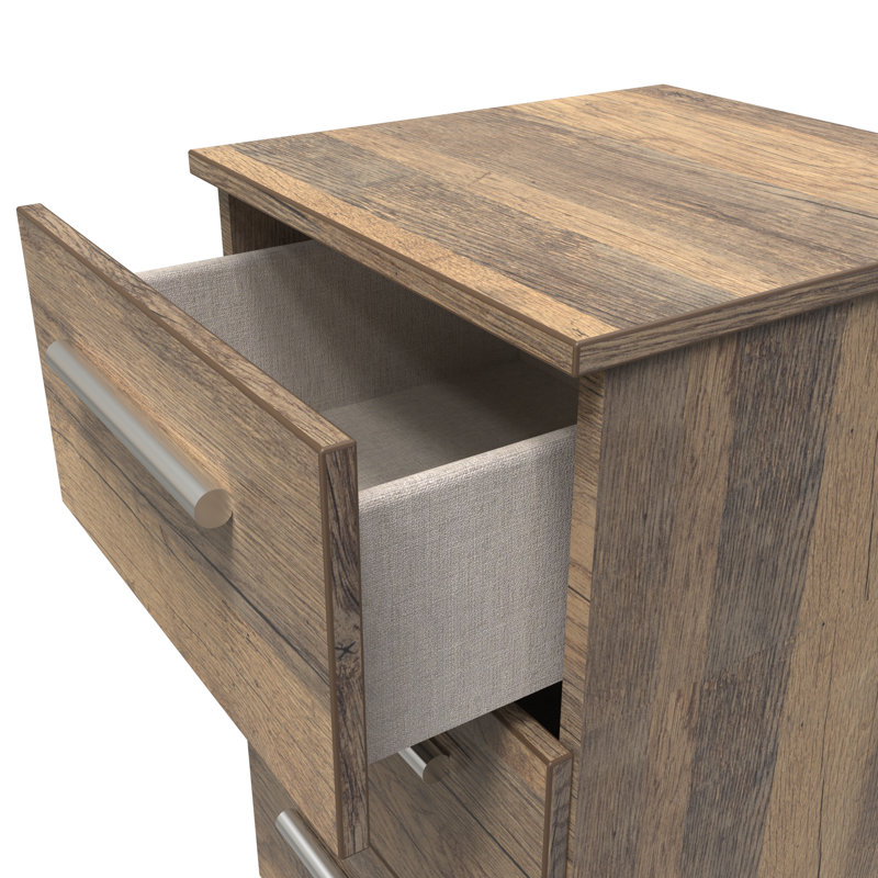 Fully Assembled Lemond 3 Drawer Bedside Table