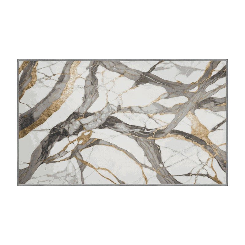 Machine Washable Gray Area Rug, Rectangle 8' x 10'