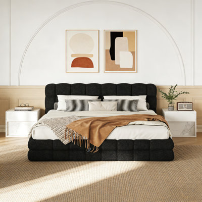 Grand lit plateforme tapissier