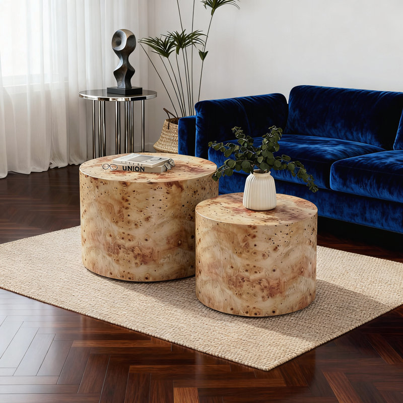 Ensemble de 2 tables basses gigognes, Natural Wood