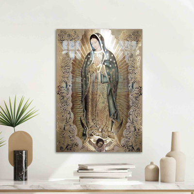 Immaculate Mary Themed Abstract Glass Wall Art Perfect for Elegant Home Decor