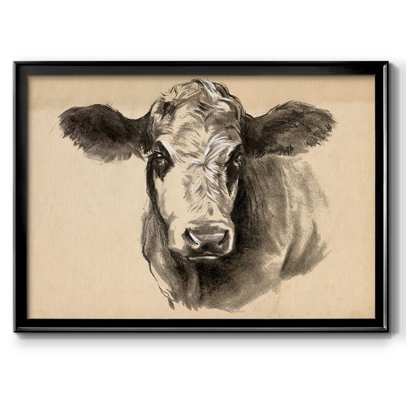 Charcoal Cow I, reproduction d'art sur toile, H 30 po x l 44 po, Noir