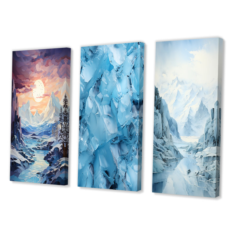 «Glacier Frozen Majesty Patchwork», 3 pièces sur toile, Toile tendue, H 20 po x l 36 po