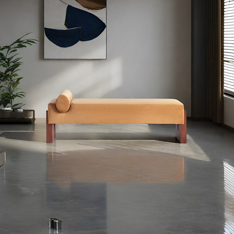Banc rembourré en mélange de polyester Nilan, H 17,71 po x l 55,11 po x P 19,68 po, Jaune
